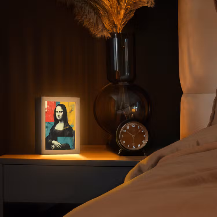 Vrouw - Kleurvlakken - Klassieke schilderkunst Light Box met kabel (Tafellamp) klein -sfeer1