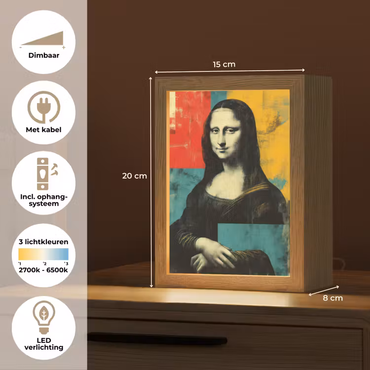 Vrouw - Kleurvlakken - Klassieke schilderkunst Light Box met kabel (Tafellamp) klein -USP_NL