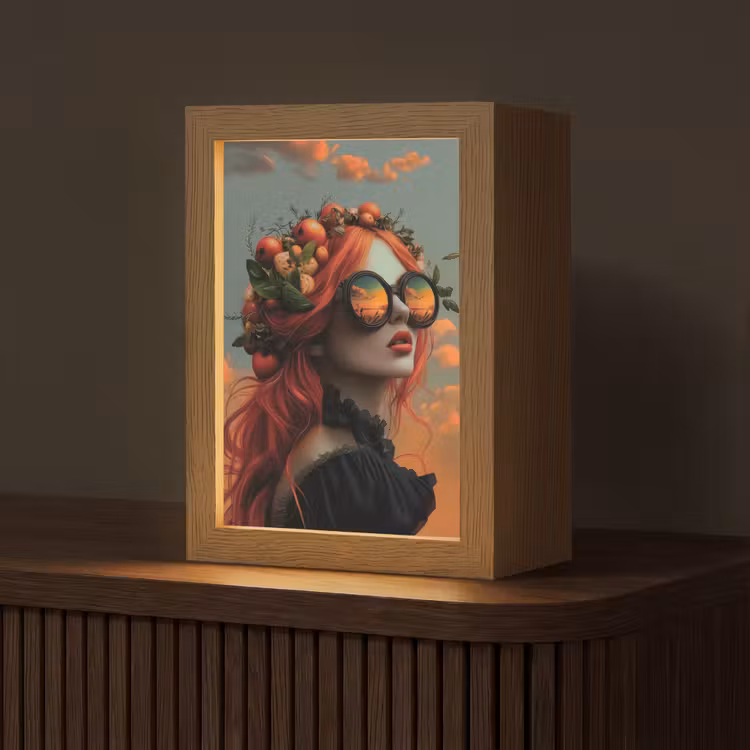 Vrouw - Kroon - Tomaat - Bascilicum - Zonnebril Light Box met kabel (Tafellamp) klein -z3d_website