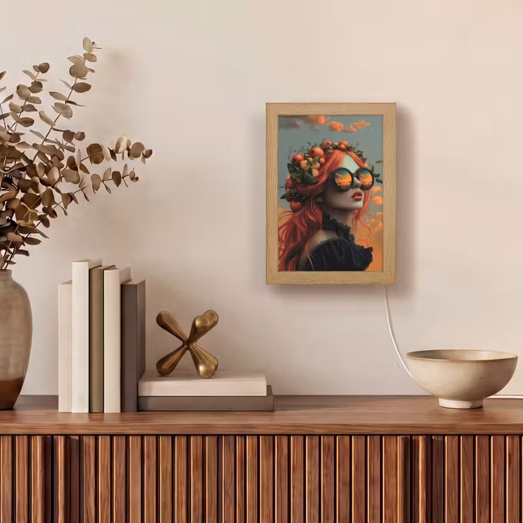 Vrouw - Kroon - Tomaat - Bascilicum - Zonnebril Light Box met kabel (Tafellamp) klein -sfeer2