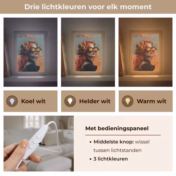 Vrouw - Kroon - Tomaat - Bascilicum - Zonnebril Light Box met kabel (Tafellamp) klein -USP_lichtkleurNL