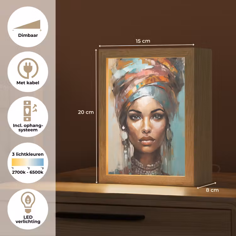Vrouw - Kunst - Sieraden - Portret Light Box met kabel (Tafellamp) klein -USP_NL