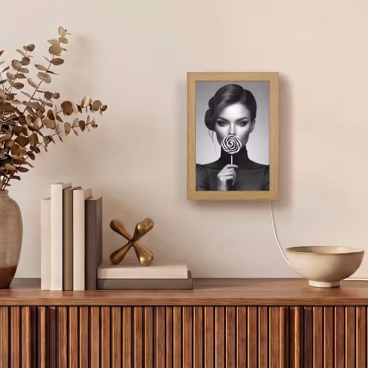 Vrouw - Lolly - Zwart Light Box met kabel (Tafellamp) klein -sfeer2
