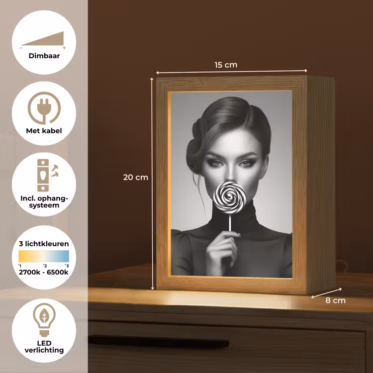 Vrouw - Lolly - Zwart Light Box met kabel (Tafellamp) klein -USP_NL