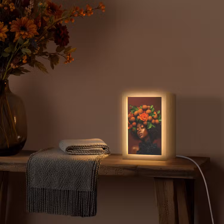 Vrouw - lychee - exotisch Light Box met kabel (Tafellamp) klein -sfeer4
