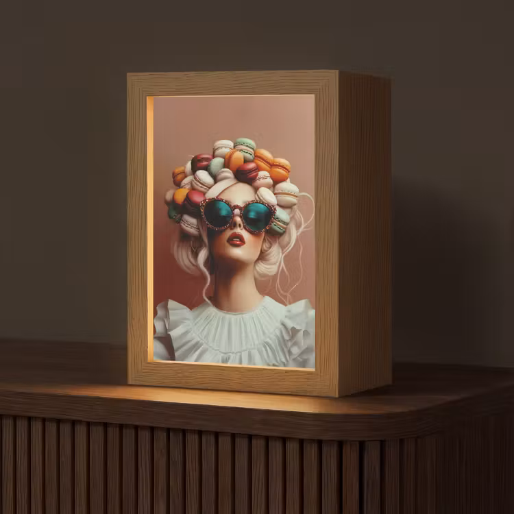 Vrouw - Macarons - Bril Light Box met kabel (Tafellamp) klein -z3d_website