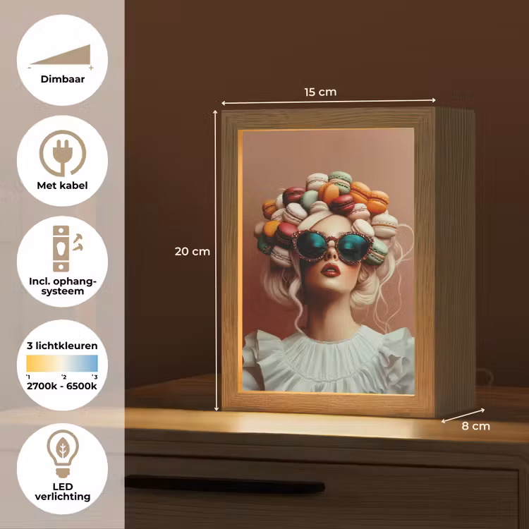 Vrouw - Macarons - Bril Light Box met kabel (Tafellamp) klein -USP_NL
