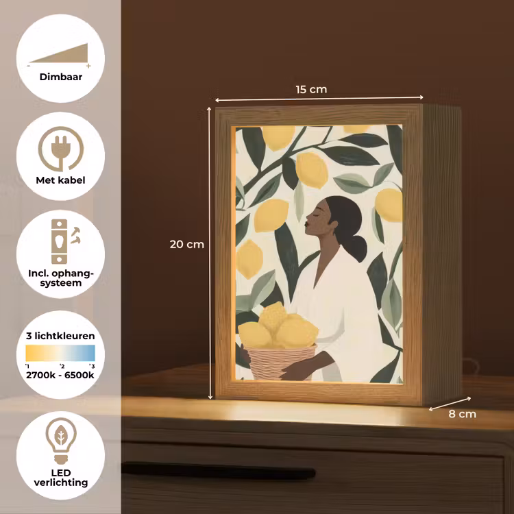 Vrouw - Mand - Citroenen - Bladeren Light Box met kabel (Tafellamp) klein -USP_NL