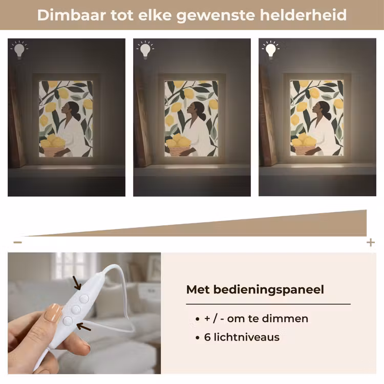 Vrouw - Mand - Citroenen - Bladeren Light Box met kabel (Tafellamp) klein -USP_dimbaarNL