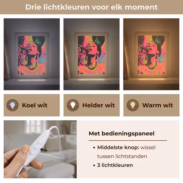 Vrouw - Microfoon - Neon Light Box met kabel (Tafellamp) klein -USP_lichtkleurNL