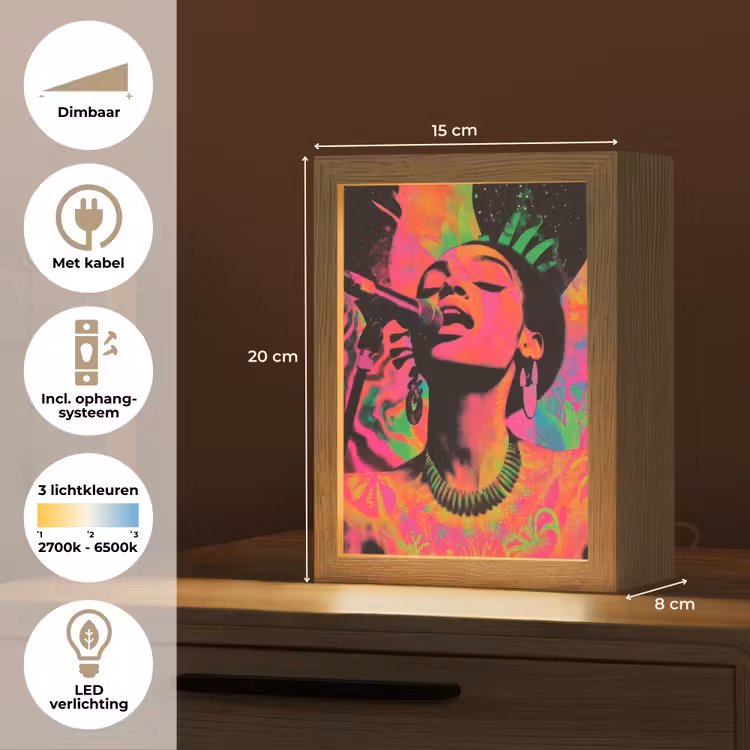 Vrouw - Microfoon - Neon Light Box met kabel (Tafellamp) klein -USP_NL