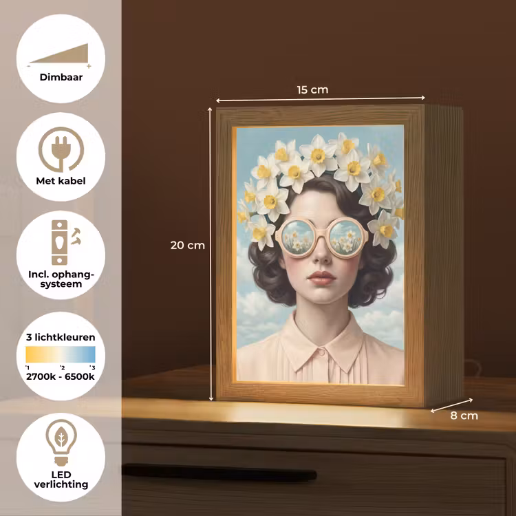 Vrouw - Narcissen - Geel Light Box met kabel (Tafellamp) klein -USP_NL