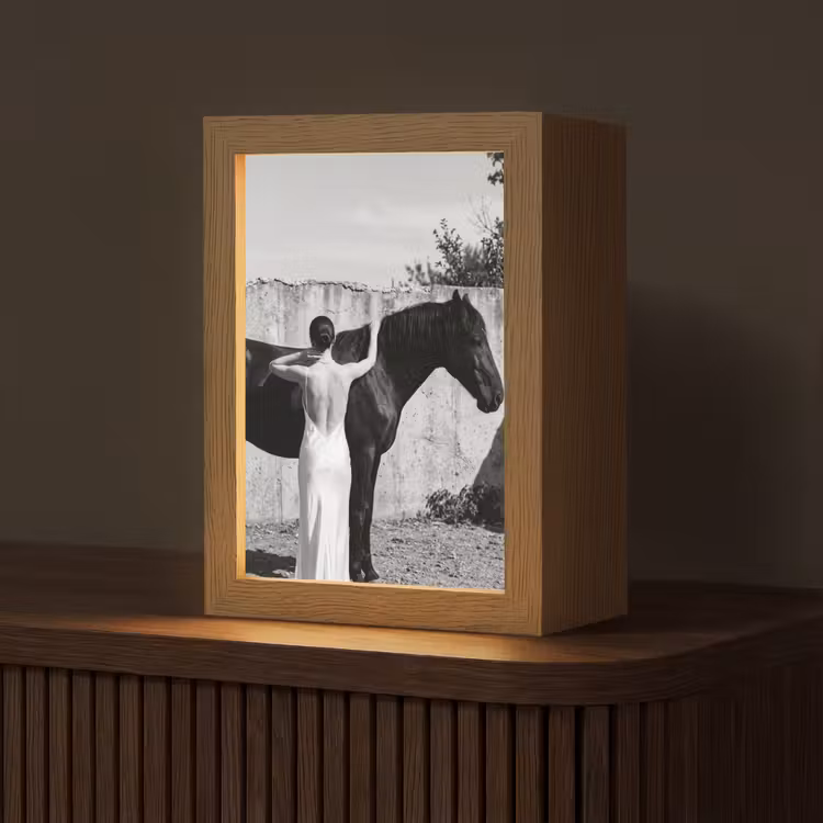 Vrouw - Paard - Artistiek Light Box met kabel (Tafellamp) klein -z3d_website