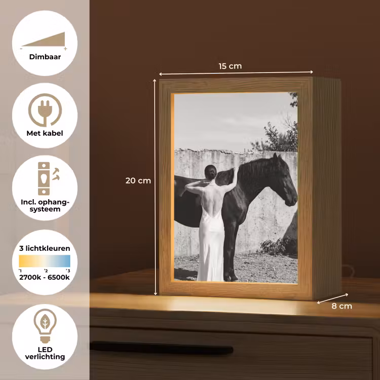 Vrouw - Paard - Artistiek Light Box met kabel (Tafellamp) klein -USP_NL