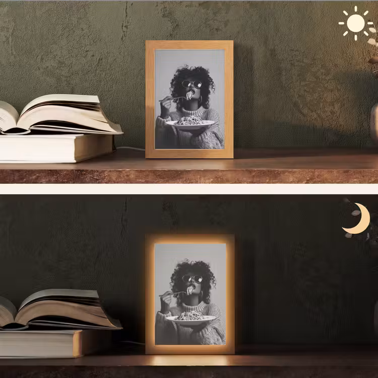 Vrouw - Pasta - Zwart - Wit Light Box met kabel (Tafellamp) klein -sfeer3