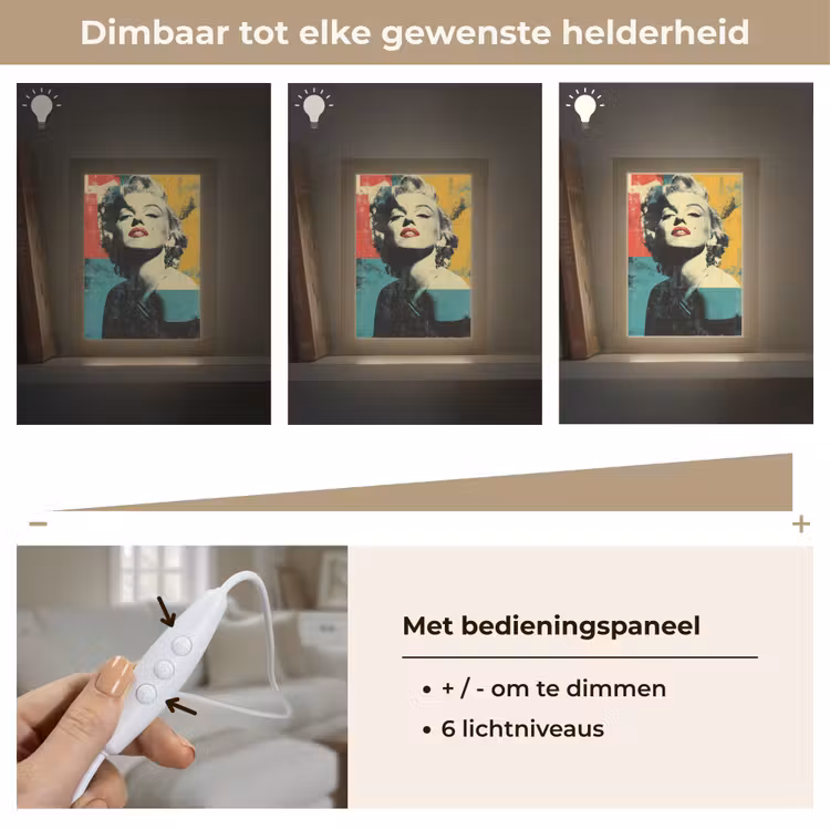Vrouw - Rode lippen - Abstracte kleurvlakken - Popartuistraling Light Box met kabel (Tafellamp) klein -USP_dimbaarNL