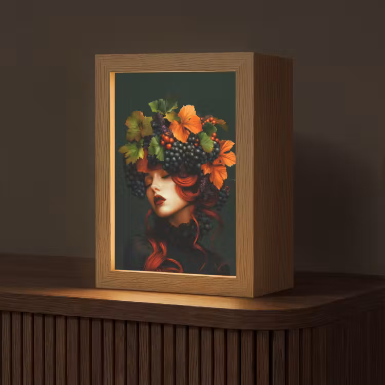 Vrouw - Rood - Groen - Druiven Light Box met kabel (Tafellamp) klein -z3d_website