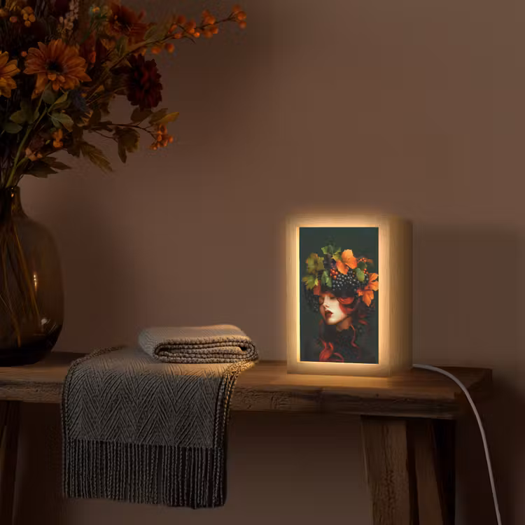 Vrouw - Rood - Groen - Druiven Light Box met kabel (Tafellamp) klein -sfeer4