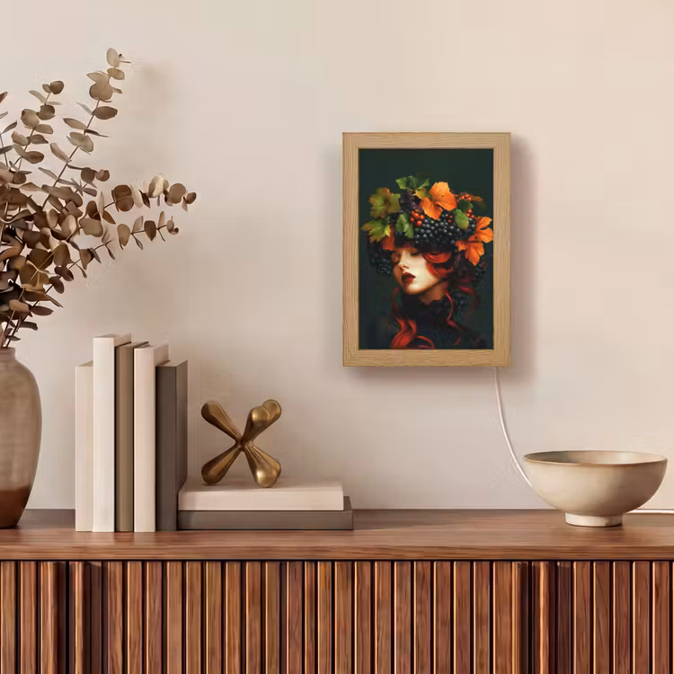 Vrouw - Rood - Groen - Druiven Light Box met kabel (Tafellamp) klein -sfeer2