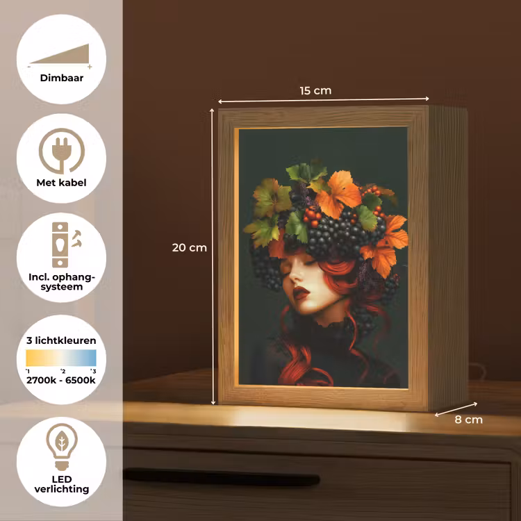 Vrouw - Rood - Groen - Druiven Light Box met kabel (Tafellamp) klein -USP_NL