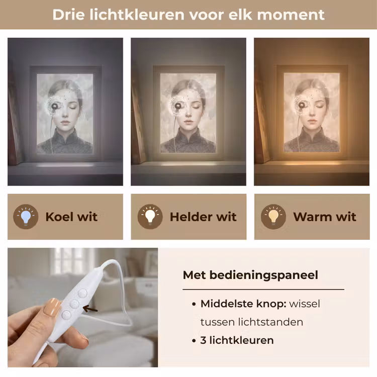 Vrouw - Sereen - Grijs Light Box met kabel (Tafellamp) klein -USP_lichtkleurNL