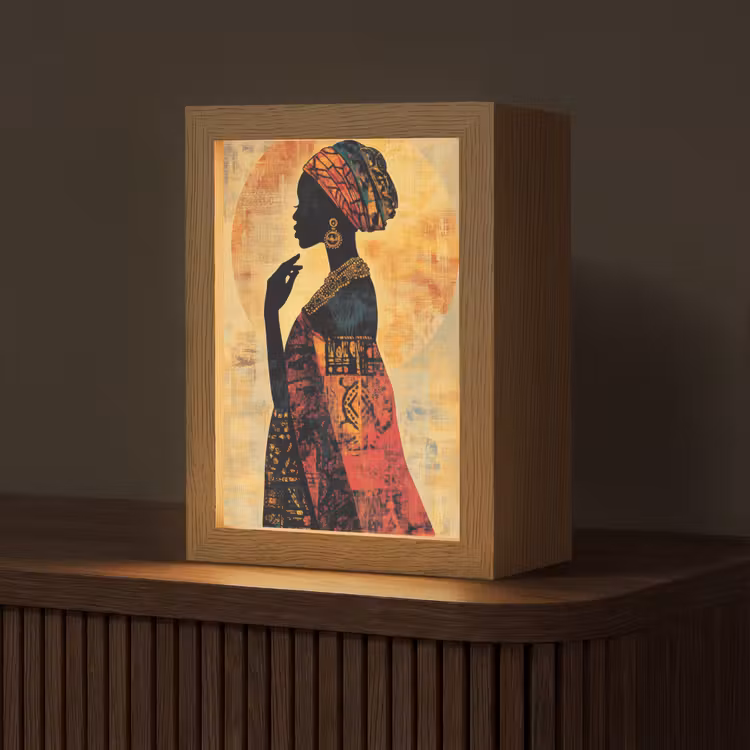 Vrouw - Silhouet - Patronen - Sierlijk Light Box met kabel (Tafellamp) klein -z3d_website