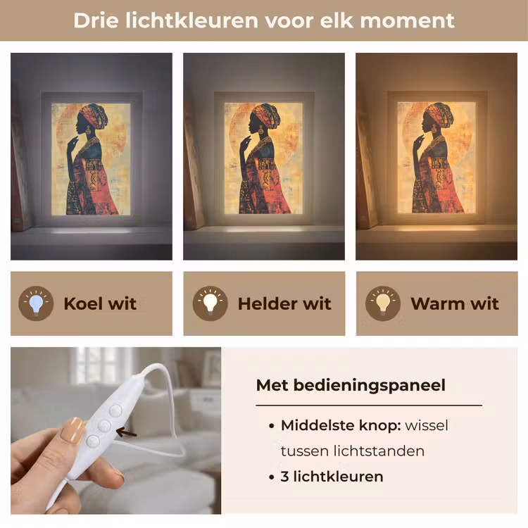 Vrouw - Silhouet - Patronen - Sierlijk Light Box met kabel (Tafellamp) klein -USP_lichtkleurNL