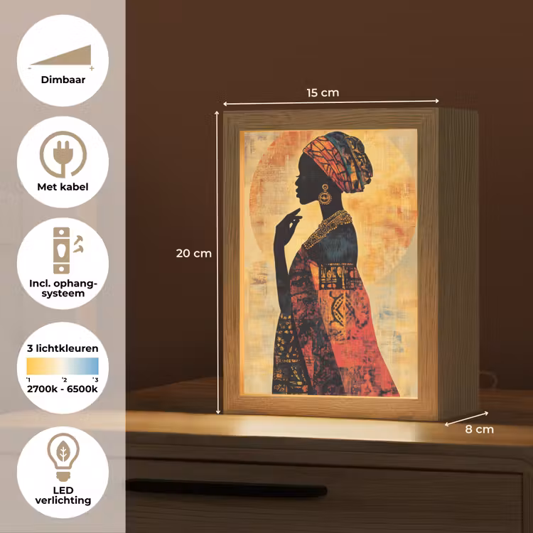 Vrouw - Silhouet - Patronen - Sierlijk Light Box met kabel (Tafellamp) klein -USP_NL