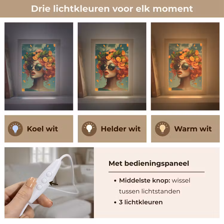 Vrouw - Sinaasappel - Bessen - Oranje Light Box met kabel (Tafellamp) klein -USP_lichtkleurNL