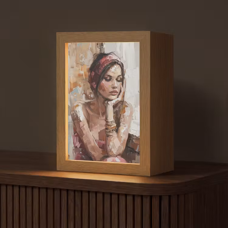 Vrouw - Verflook - Portret - Modern Light Box met kabel (Tafellamp) klein -z3d_website