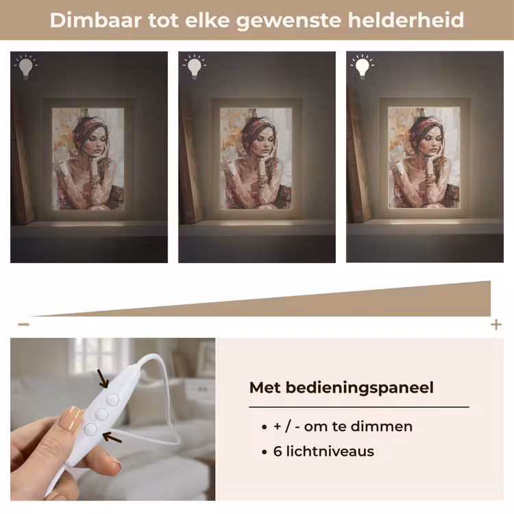 Vrouw - Verflook - Portret - Modern Light Box met kabel (Tafellamp) klein -USP_dimbaarNL