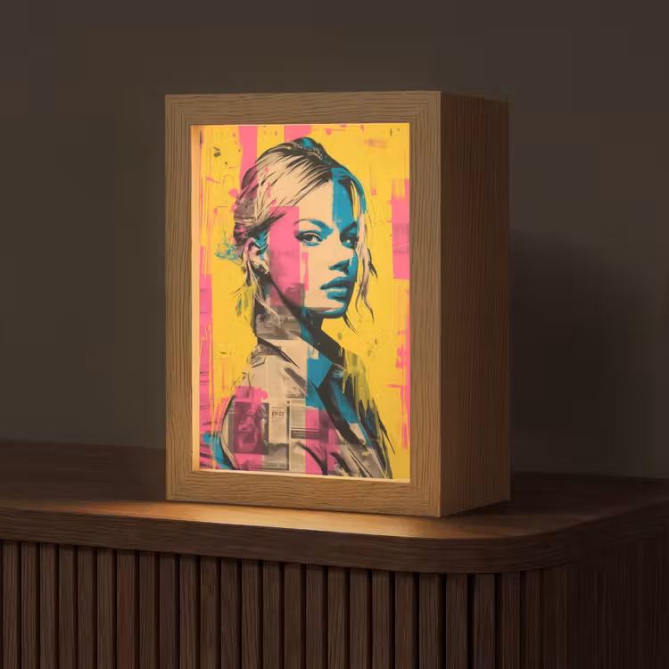 Vrouw - Verfstrepen - Gekleurd Light Box met kabel (Tafellamp) klein -z3d_website