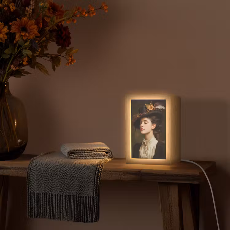 Vrouw - Victoriaans - Portret Light Box met kabel (Tafellamp) klein -sfeer4