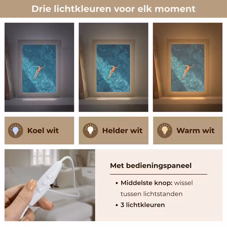 Vrouw - Water - Bikini - Oranje Light Box met kabel (Tafellamp) klein -USP_lichtkleurNL