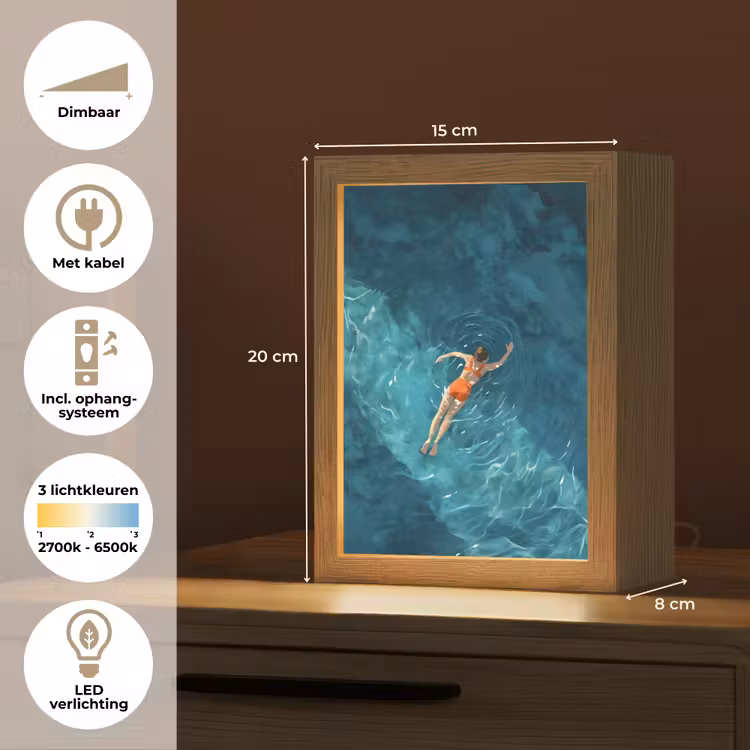 Vrouw - Water - Bikini - Oranje Light Box met kabel (Tafellamp) klein -USP_NL