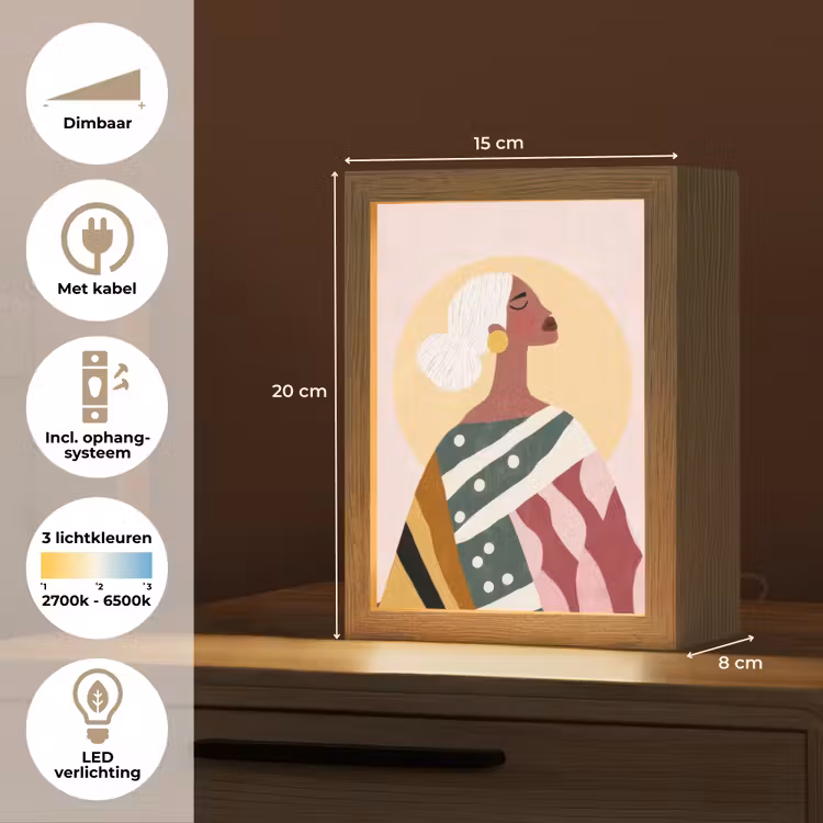 Vrouw - Zon - Kleurrijk Light Box met kabel (Tafellamp) klein -USP_NL