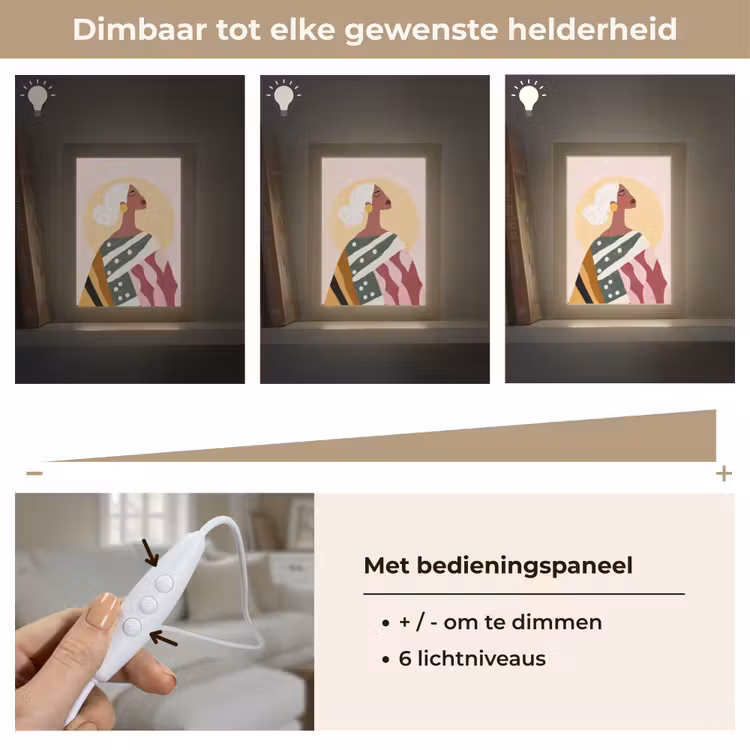 Vrouw - Zon - Kleurrijk Light Box met kabel (Tafellamp) klein -USP_dimbaarNL