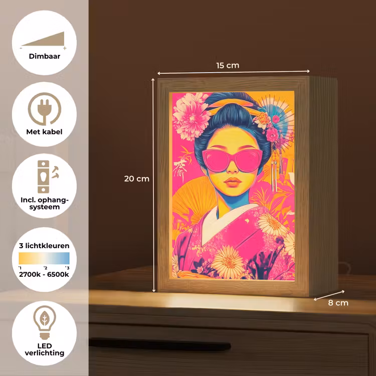Vrouw - Zonnebril - Abstract - Oranje Light Box met kabel (Tafellamp) klein -USP_NL