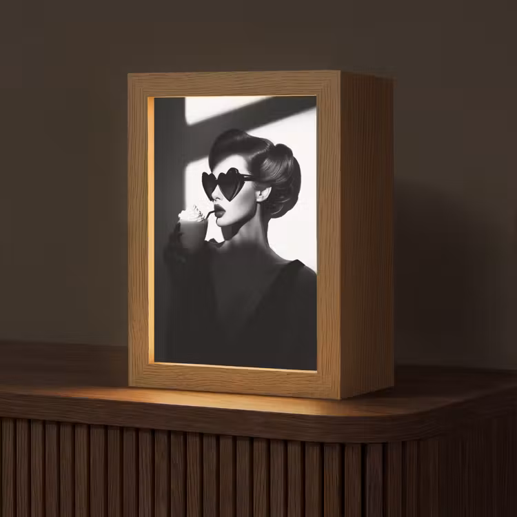 Vrouw - Zwart - Hart Light Box met kabel (Tafellamp) klein -z3d_website