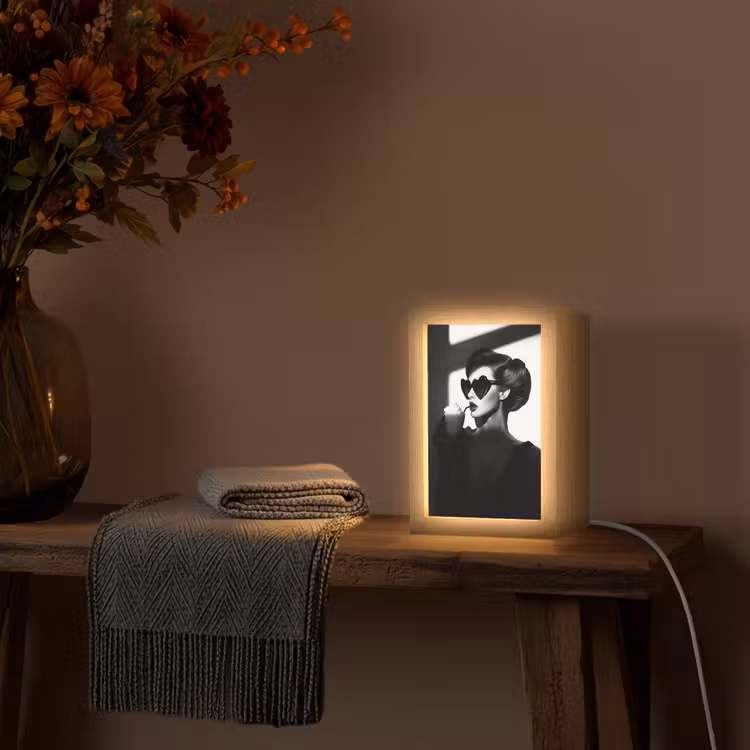 Vrouw - Zwart - Hart Light Box met kabel (Tafellamp) klein -sfeer4