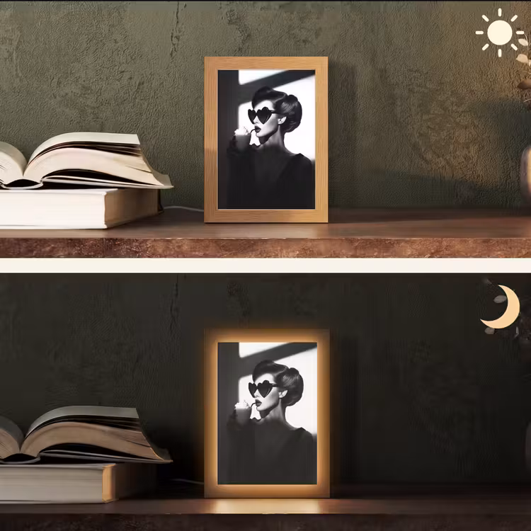 Vrouw - Zwart - Hart Light Box met kabel (Tafellamp) klein -sfeer3