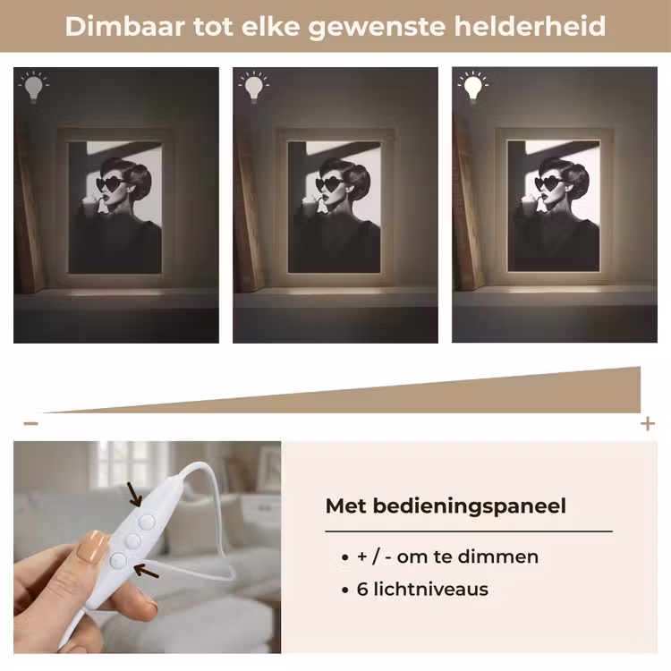 Vrouw - Zwart - Hart Light Box met kabel (Tafellamp) klein -USP_dimbaarNL