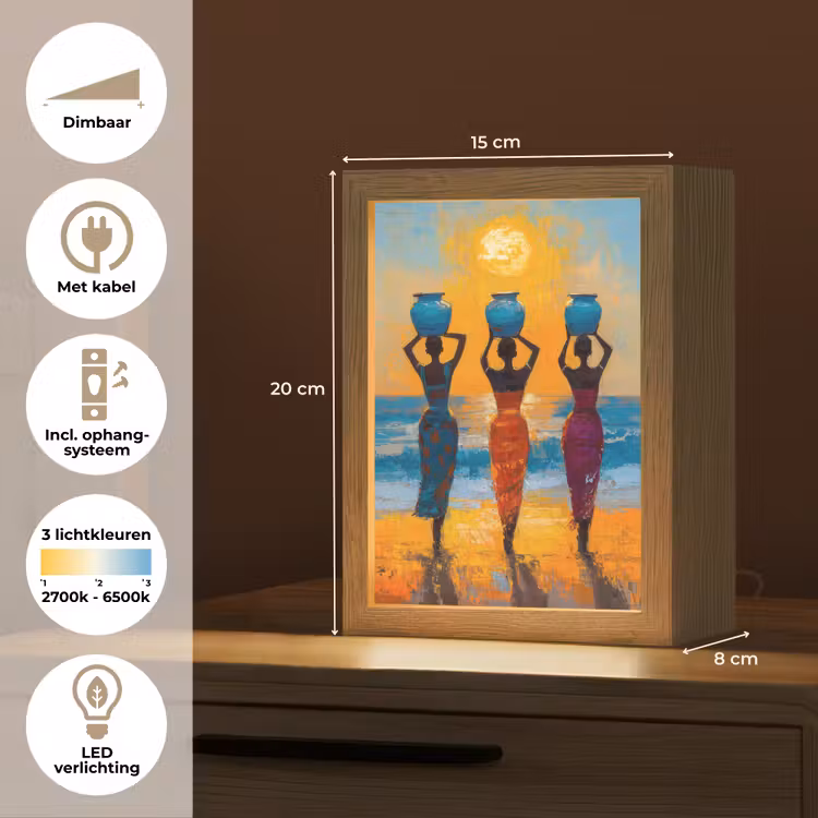 Vrouwen - Strand - Zondsondergang Light Box met kabel (Tafellamp) klein -USP_NL