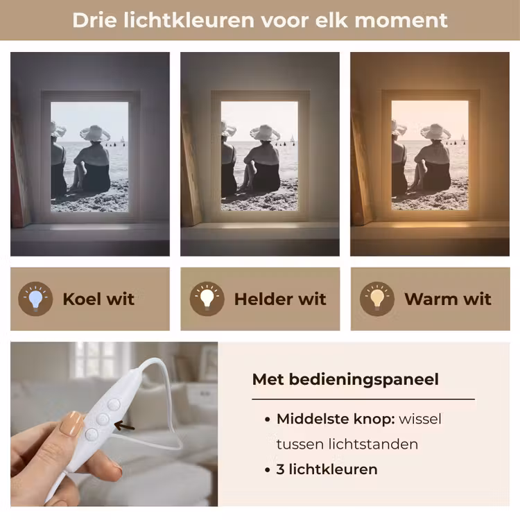 Vrouwen - Zonnehoed - Strand - Zwart - Wit Light Box met kabel (Tafellamp) klein -USP_lichtkleurNL