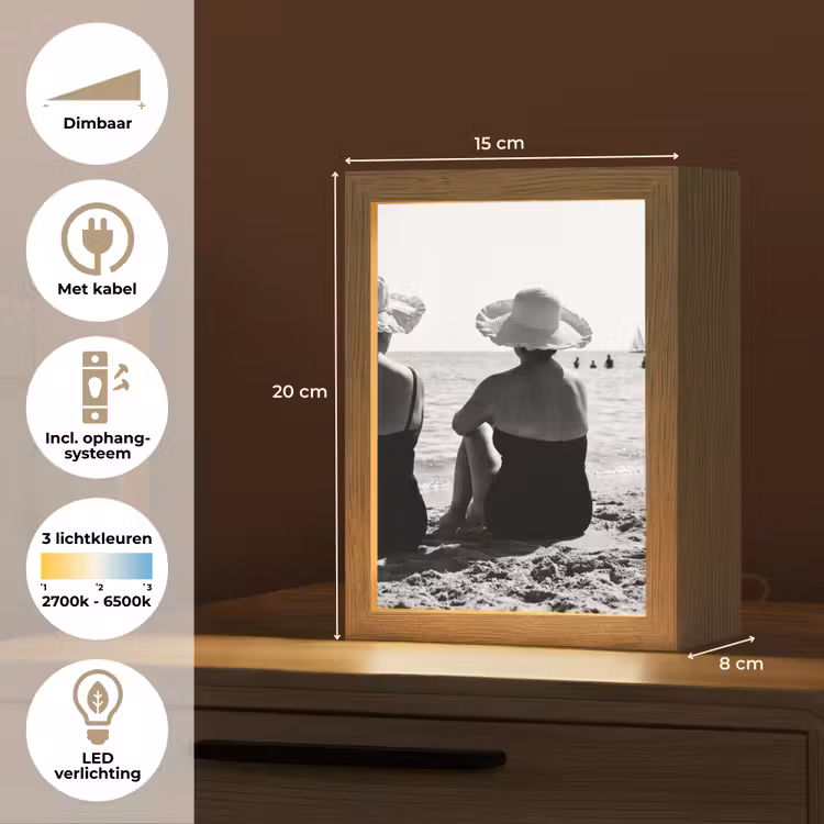 Vrouwen - Zonnehoed - Strand - Zwart - Wit Light Box met kabel (Tafellamp) klein -USP_NL