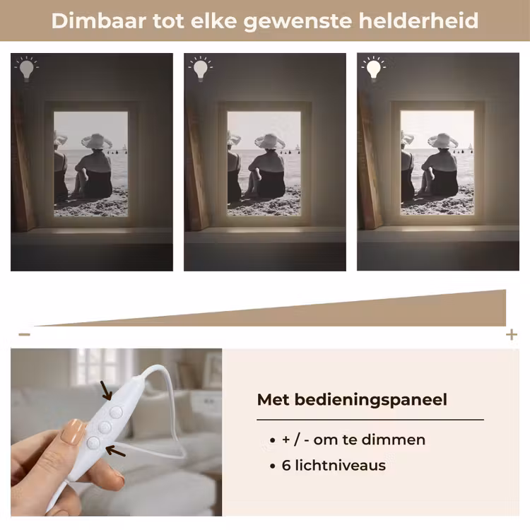 Vrouwen - Zonnehoed - Strand - Zwart - Wit Light Box met kabel (Tafellamp) klein -USP_dimbaarNL