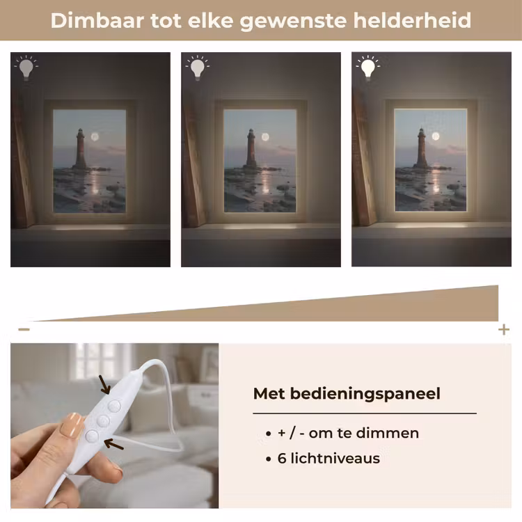Vuurtoren - Stenen - Water - Maan Light Box met kabel (Tafellamp) klein -USP_dimbaarNL
