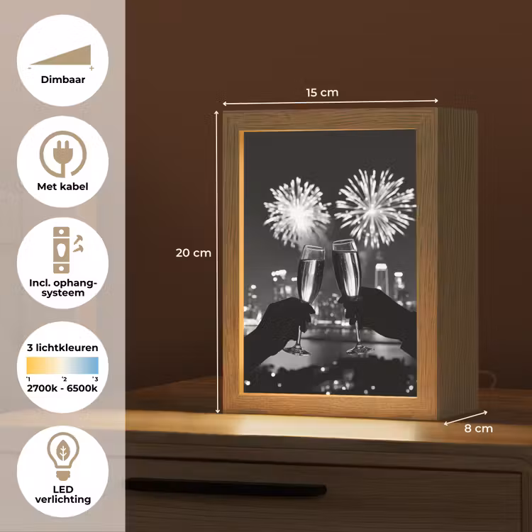 Vuurwerk - Proosten - Skyline - Champagne Light Box met kabel (Tafellamp) klein -USP_NL