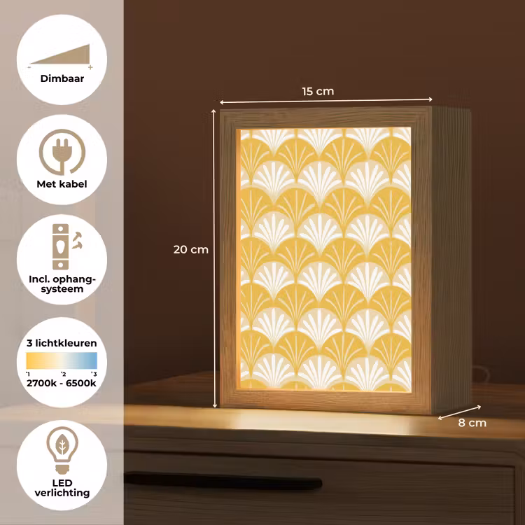 Waaier - Geel - Art Light Box met kabel (Tafellamp) klein 925 -USP_NL