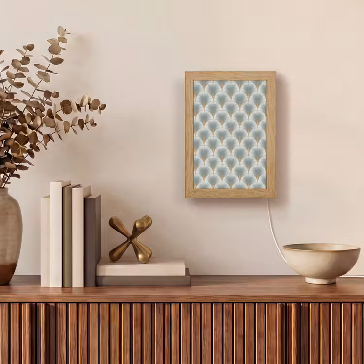 Waaier - Klassiek - Blauw Light Box met kabel (Tafellamp) klein 925 -sfeer2
